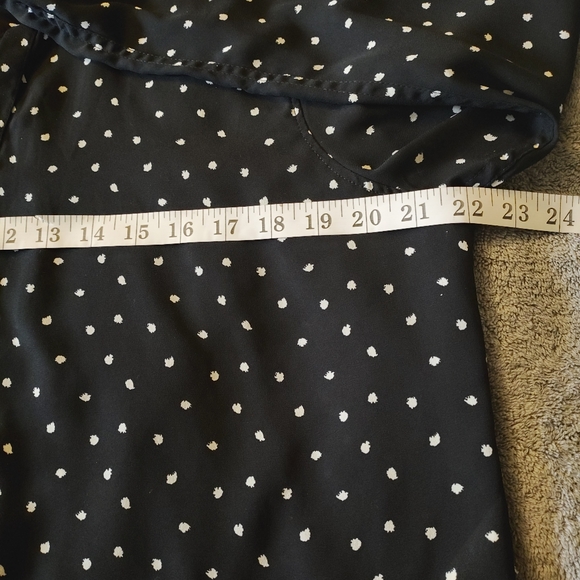Abercrombie & Fitch Button-Up Sheer Tie-Sleeve Black w/White Dots Blouse XL - Picture 11 of 11